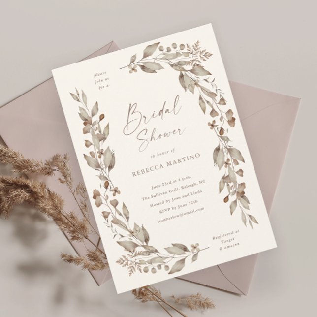 Carte Magnétique Boho Fleur sauvage Floral Mariage Fête des mariées (Boho wildflower floral elegant ivory wedding bridal shower invitation magnetic card.)