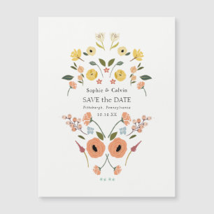 Carte Magnétique Boho Floral Wedding Enregistrer la date