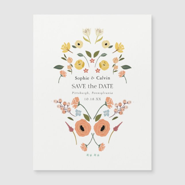 Carte Magnétique Boho Floral Wedding Enregistrer la date (Devant)