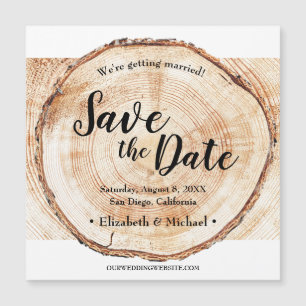 Carte Magnétique Bois Mariage rustique Enregistrer la date