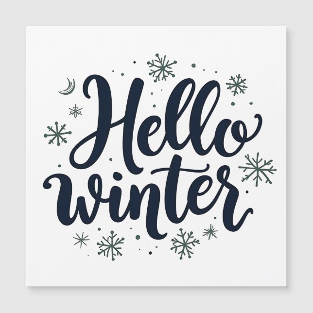 Carte Magnétique Bonjour l'hiver Noël Flocon de neige Saison hivern (Devant)