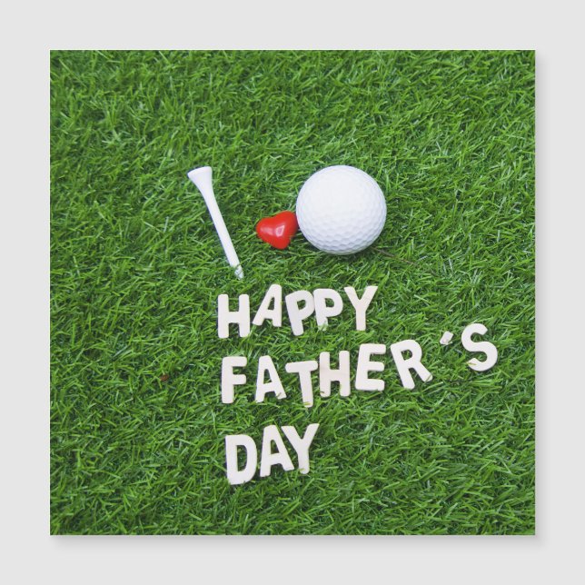 Carte Magnétique Bonne Fête des pères pour Golfer avec balle de gol (Devant)