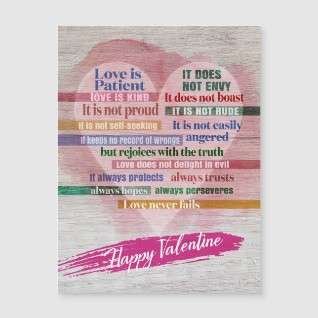Carte Magnétique Bonne Saint Valentin - 1 Corinthiens 13 (Devant)