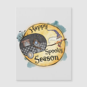 Carte Magnétique Bonne saison Éffrayante sorcière Camper Van