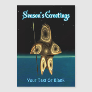 Carte Magnétique Bonnes Fêtes - Chasseur inuit fragile