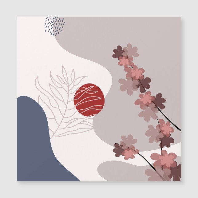 Carte Magnétique Botanique Boho Blue Magenta (Devant)