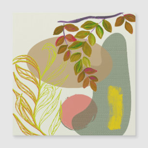 Carte Magnétique Botanique Boho jaune vert