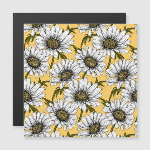 Carte Magnétique Bouches blanches, fleurs sauvages sur jaune