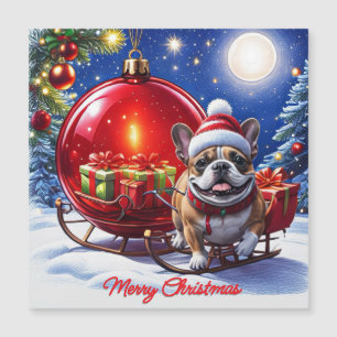 Carte Magnétique Boule de Noël Bouledogue français Noël