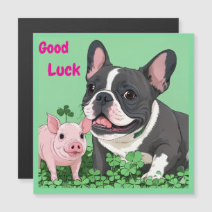 Carte Magnétique Bouledogue français beaucoup de chance French Bull