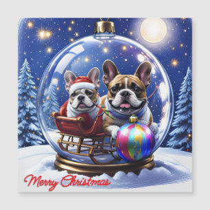 Carte Magnétique Bouledogue français Noël French Bullog