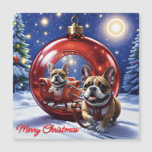 Carte Magnétique Bouledogue français Noël French Bullog