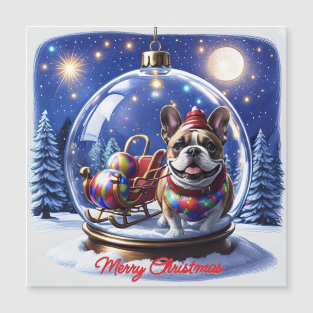 Carte Magnétique Bouledogue français Noël French Bullog (Devant)