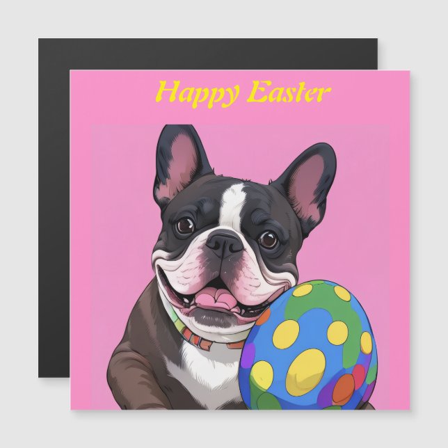 Carte Magnétique Bouledogue français œuf de P (Devant / Derrière)