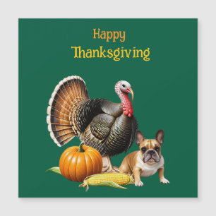 Carte Magnétique Bouledogue français Thanksgiving French Bulldog