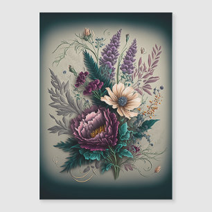 Carte Magnétique Bouquet de fleurs violettes pourpres pour Valentin