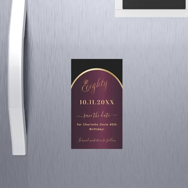 Carte Magnétique Bourgogne noire 80e anniversaire Enregistrer l'aim (Créateur téléchargé)