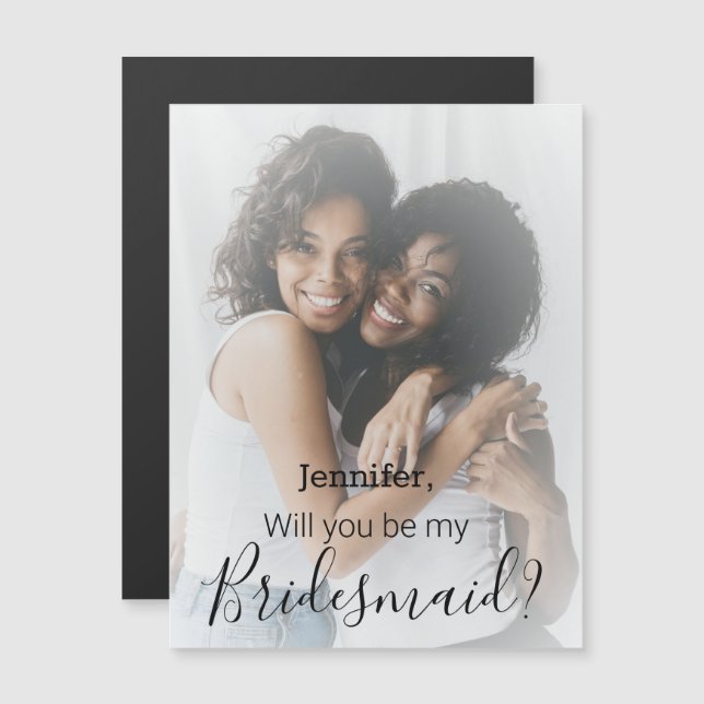 Carte Magnétique bridesmaid proposition foulée photo stylé aimant (Devant / Derrière)