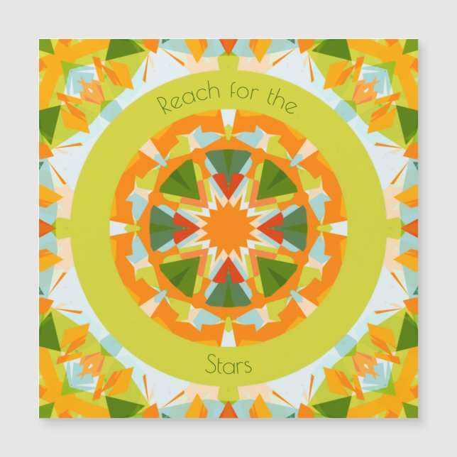 Carte Magnétique Bright Orange Green Reach for the Stars Motivation (Devant)