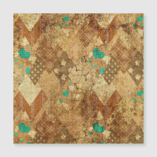 Carte Magnétique Brown Grunge Quilt Stars Coeurs