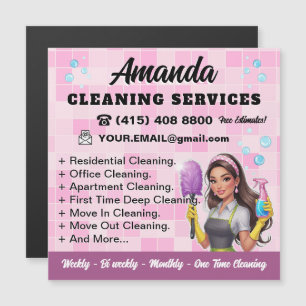 Carte Magnétique Bubble Lady Service de nettoyage Janitorial