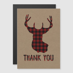 Carte Magnétique Buck Deer Head Red Black Buffalo Plaid Merci
