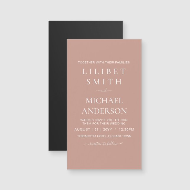 Carte Magnétique BUDGET Terracotta Monochrome Mariage (Devant / Derrière)