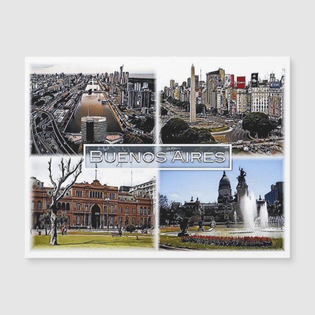 Carte Magnétique Buenos Aires - Argentine - Mosaic - (Devant)