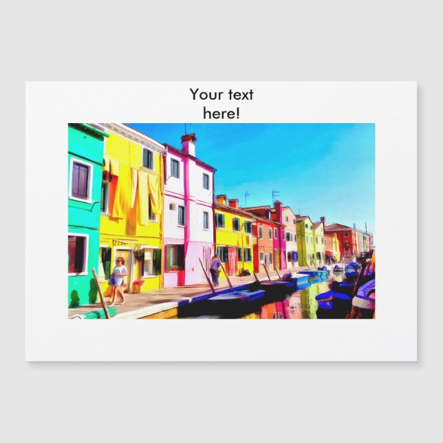 Carte Magnétique Burano, peinture d'aquarelle de Venise (Devant)