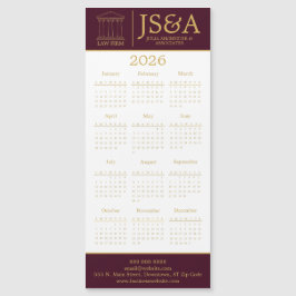 Carte Magnétique Burgundy Gold Justice Columns Law Firm Logo 2026