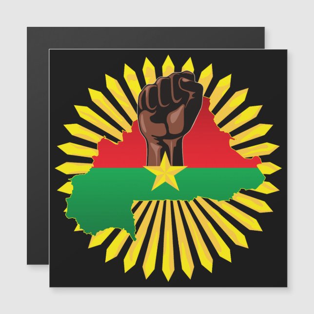 Carte Magnétique Burkina Faso Carte, drapeau et première révolution (Devant / Derrière)