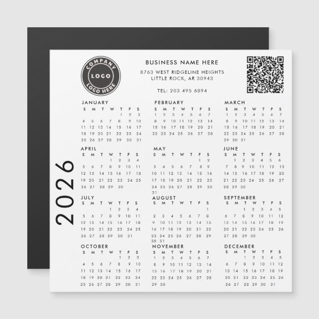 Carte Magnétique Business Logo Entreprise Employés Calendrier 2024 (Devant / Derrière)