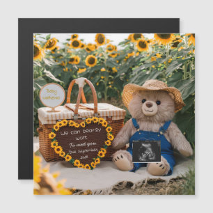 Carte Magnétique Cadeau d'ours en peluche tournesol pour annonce de