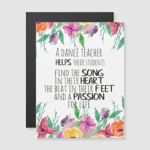 Carte Magnétique Cadeau pour professeur de danse Citation de remerc