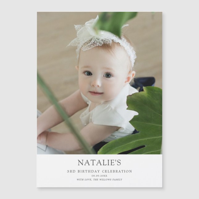 Carte Magnétique Cadeaux de garde photo minimaux pour bébé annivers (Devant)