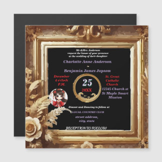 Carte Magnétique Cadre botanique d'or 3D