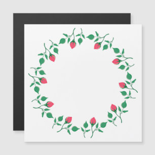 Carte Magnétique Cadre rond fleuri avec fleurs roses