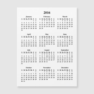 Carte Magnétique Calendrier 2016