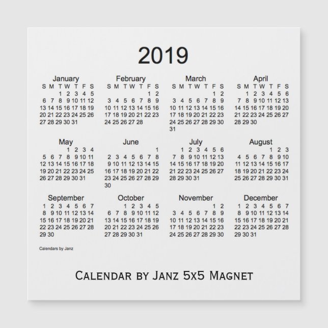 Carte Magnétique Calendrier 2019 de la fumée blanche par Janz 5x5 M (Devant)