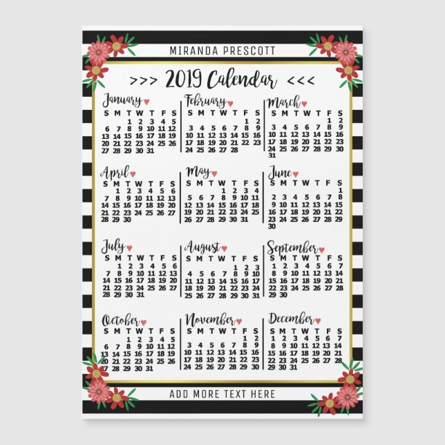 Carte Magnétique Calendrier 2019 (Voir la description pour la nouve (Devant)