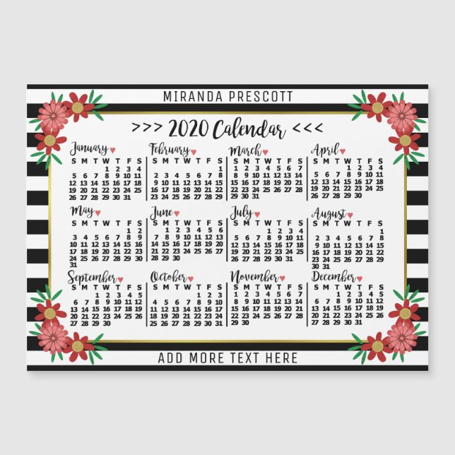 Carte Magnétique Calendrier 2020 (Voir la description pour la nouve (Devant)