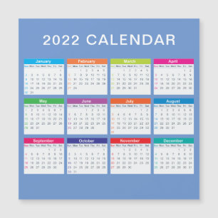 Carte Magnétique Calendrier 2022 simple et joli  