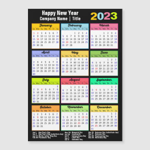 Carte Magnétique Calendrier 2023 avec les jours fériés Yearly Moder