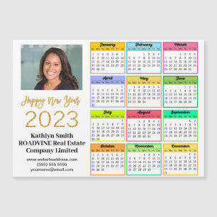 Carte Magnétique Calendrier 2023 Business Modern Script Photo Magne