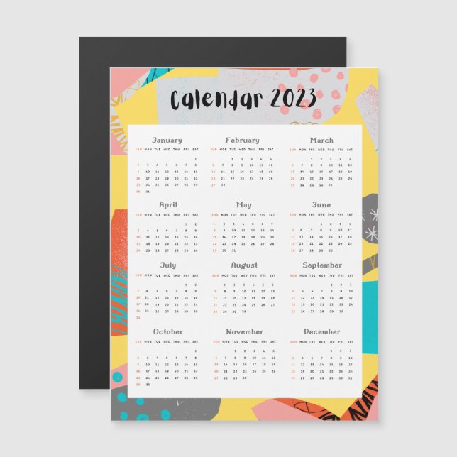 Carte Magnétique Calendrier 2023 - Exercices complets (Devant / Derrière)