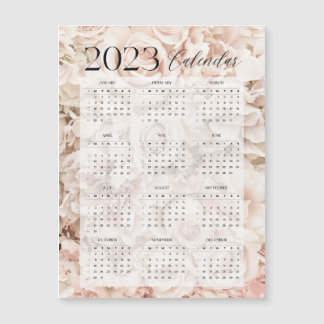 Carte Magnétique calendrier 2023 floral rose