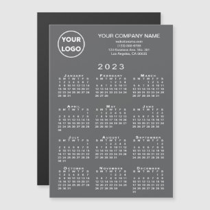 Carte Magnétique Calendrier 2023 - Logo d'entreprise - Gris de text