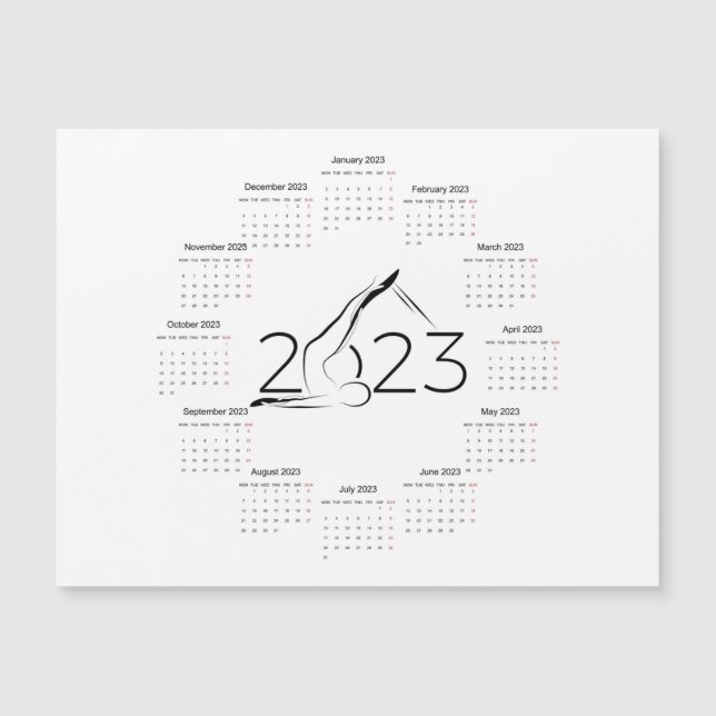 Carte Magnétique Calendrier 2023 pour instructeur Pilates (Devant)