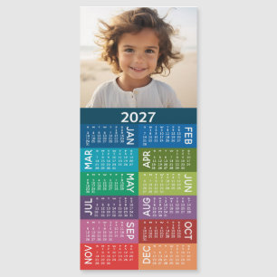 Carte Magnétique Calendrier 2024 1 Collage de photos Fond coloré