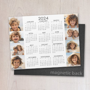 Carte Magnétique Calendrier 2024 - 8 Photos - Aimant blanc gris bas
